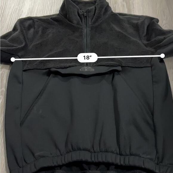 Adidas Black Fuzzy Sherpa Half Zip Long Sleeve Sweatshirt Size S - Picture 9 of 10